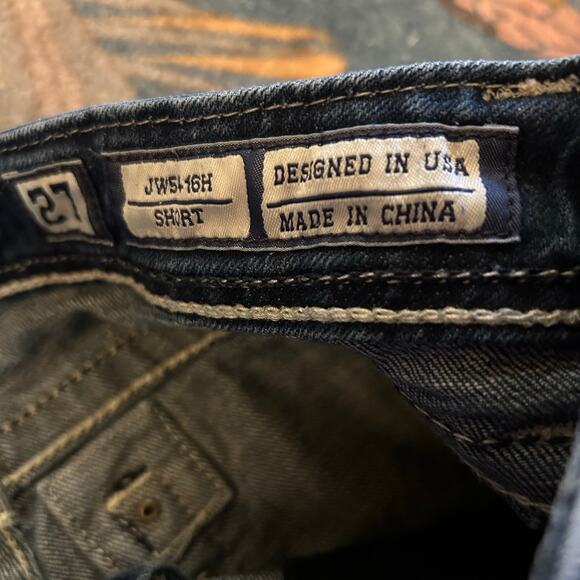 Miss Me Blue Denim Mid Rise Shorts 29" Waist Embroidered Leather Patch JW5416H - Picture 7 of 7